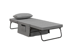 Sillón Convertible 4 En 1 Que Se Puede Usar Como Sillón, Cama, Tumbona Otomana Y Respaldo Reclinable En 5 Posiciones, Color Gris.