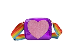 Bolso de mano con forma de corazón para mujer y niña, bandolera con correa ajustable de arcoíris, bolso de hombro