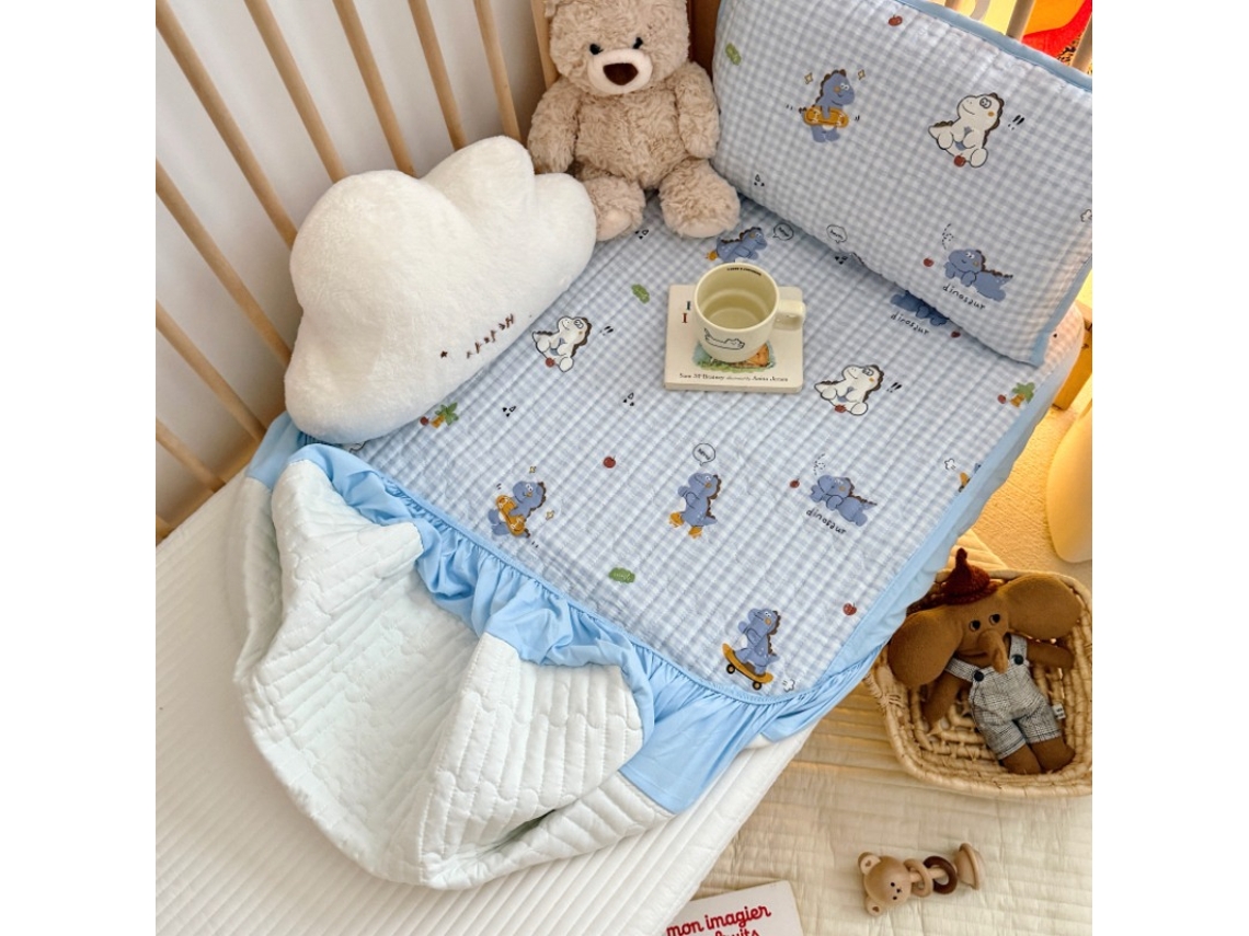 Protector de colchón para bebé, de algodón puro, 60x180cm, estampado de dinosaurios Siurn