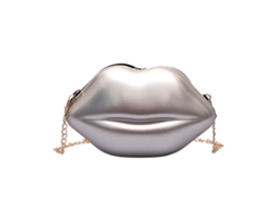 Bolso de hombro con cremallera de PU con forma de labio para mujer