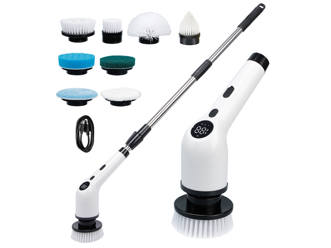 Cepillo De Limpieza Eléctrico 8 En 1 Retráctil Con Mango Largo (negro) Cuich