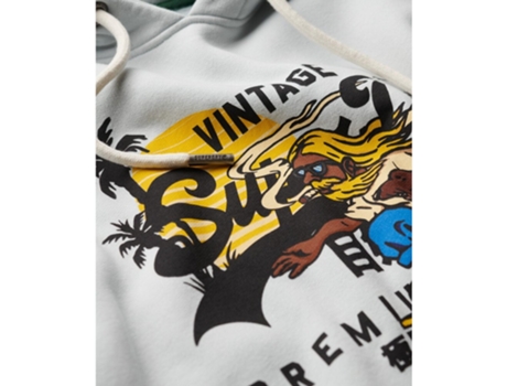 Sudadera con Capucha de Hombre SUPERDRY Motivos Encaje Azul (L)