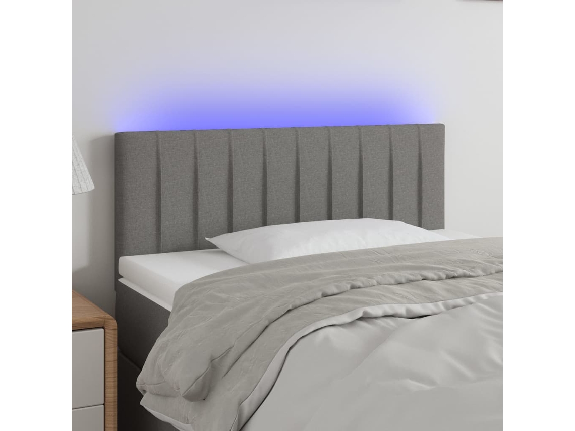 Cabecero con luces LED, tela, 80x5x78/88cm, gris oscuro