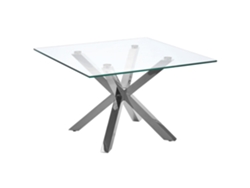 Mesa auxiliar BELIANI Starlight de Vidrio templado Plateado 70x70x44