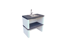 Módulo lavabo WIDE - Módulo sobre encimera con lavabo, de hormigón pintado en blanco y negro - 86x48x87cm NESH