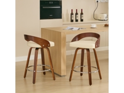 Par De Taburetes Giratorios De Bar, Madera Beige, Asiento De 63 Cm