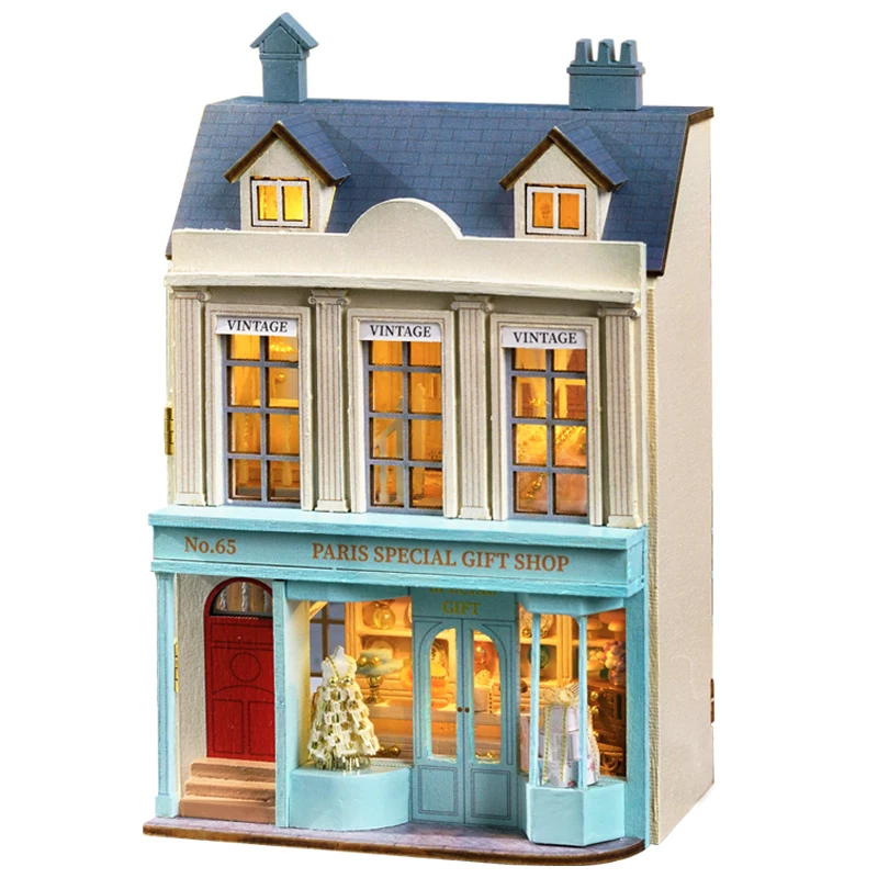 (d065f) Mini Casa De Muñecas De Madera Diy De Gran Venta, Con Muebles Y Luces, Juguete En Miniatura