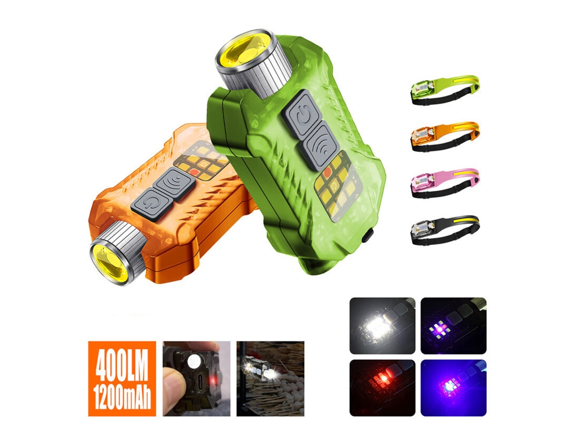 Linterna Frontal Led Cob Verde Con Sensor Imán Trasero Luz Uv Recargable Por Usb C Linterna Frontal Luz De Trabajo Led Cob