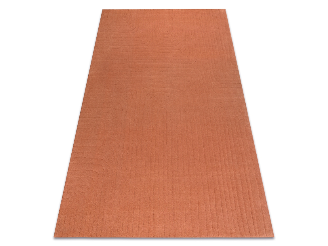 Alfombra De Lana Textura 488.05.la000 Osta - Pauta, Marco Geométrico Estructural Terracota