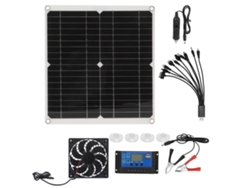 Kit de panel solar de 25 W con pantalla LCD y múltiples protecciones.
