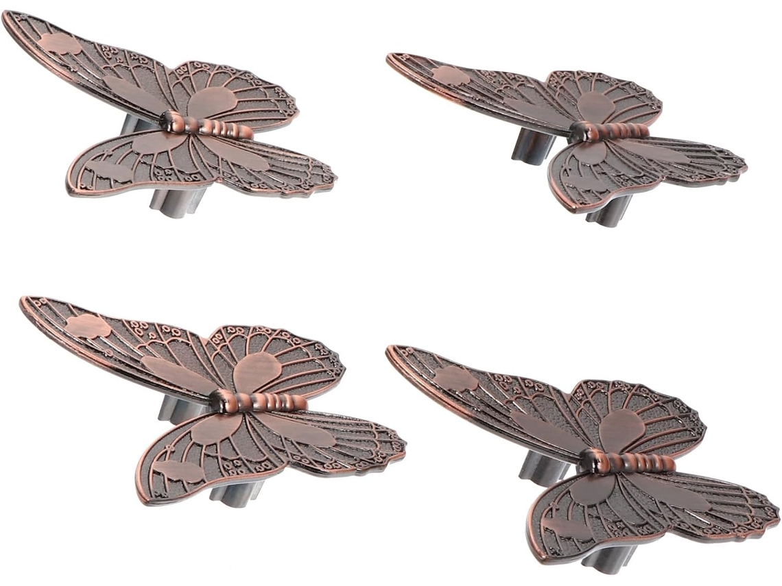 Tiradores Armarios, Fácil Instalación, Fabricados Aleación Zinc, Diseño Mariposa, 4 Piezas, Tirador