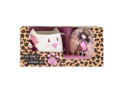 Purrrrrrfect Love Kop Kop Base Base para Tazas 2 Piezas Leopardo de Cerámica