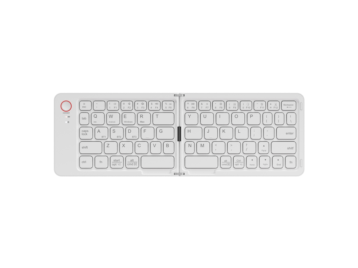 Teclado Bluetooth Plegable Doble, Ligero Y Compacto, Conexión Estable, Batería De Larga Duración, Para Viajes, Color Blanco Lunar