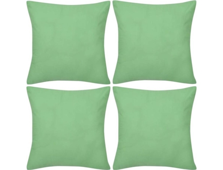 4 fundas verde manzana para cojines de algodón, 40 x 40 cm