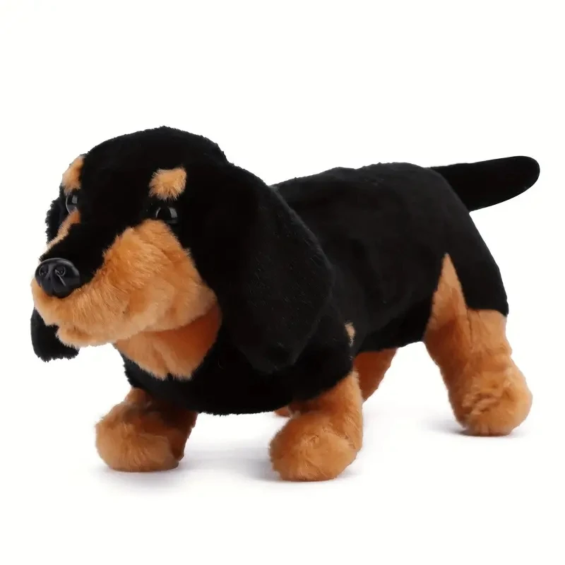 Peluche Realista De Perro Salchicha (negro, 25 Cm)
