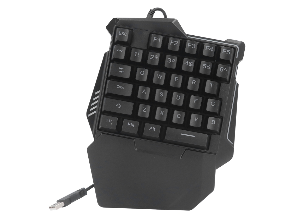 Teclado para juegos Baoj-2026: para una mano, 35 teclas, retroiluminación RGB, ergonómico, portátil y mini para el hogar, la oficina y los viajes.