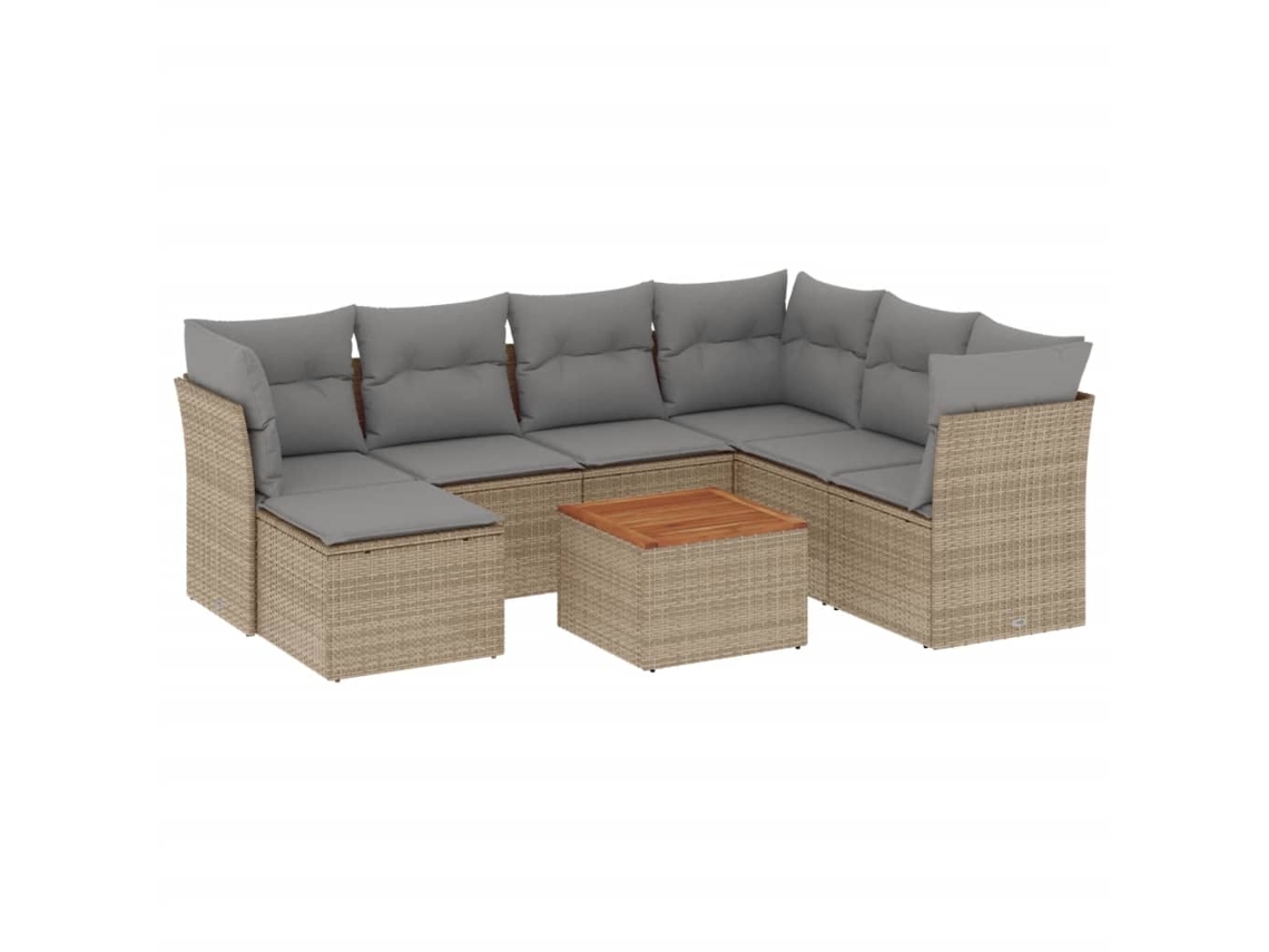 Maison Exclusive - Juego De Sofás De Jardín Con Cojines Beige 8 Pzas Ratán Pe