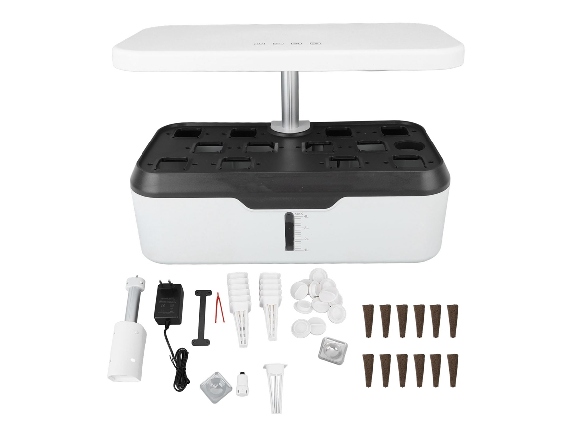 Sistema de cultivo hidropónico para jardín interior, máquina de cultivo hidropónico inteligente con 12 cápsulas de altura ajustable y luz LED de cultivo.