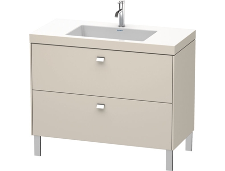 Lavamanos DURAVIT Brioso c-bonded con base de 100,0x48,0 cm 2 cajones sin rebosadero con banco para grifos 1 agujero para grifos