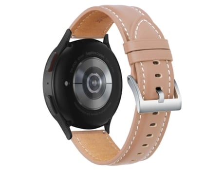 Correa de piel auténtica costura ajustable para Samsung Galaxy Watch 5 40mm/44mm/5 Pro 45mm - Rosa claro/hebilla de plata