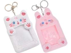 Juego De 2 Tarjeteros/llaveros De Peluche Suave Con Diseños De Gato Blanco Y Conejo Luminoso.