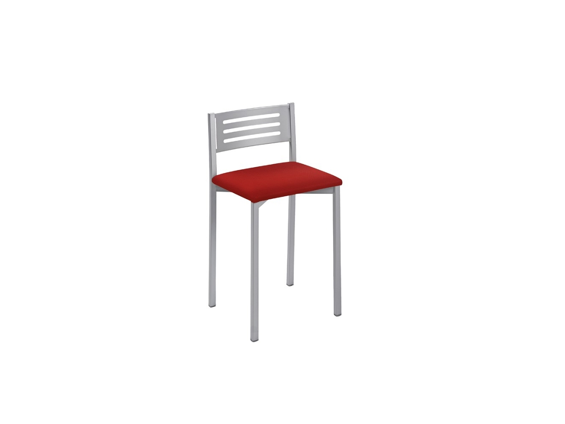 Banqueta de Cozinha em Alumínio Kati com Encosto Baixo 33x69x38cm Michigan Vermelho FANMUEBLES