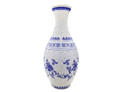 Rompecabezas 3D de plástico ABS con 160 piezas. Diseño tradicional de jarrón con flores azules.
