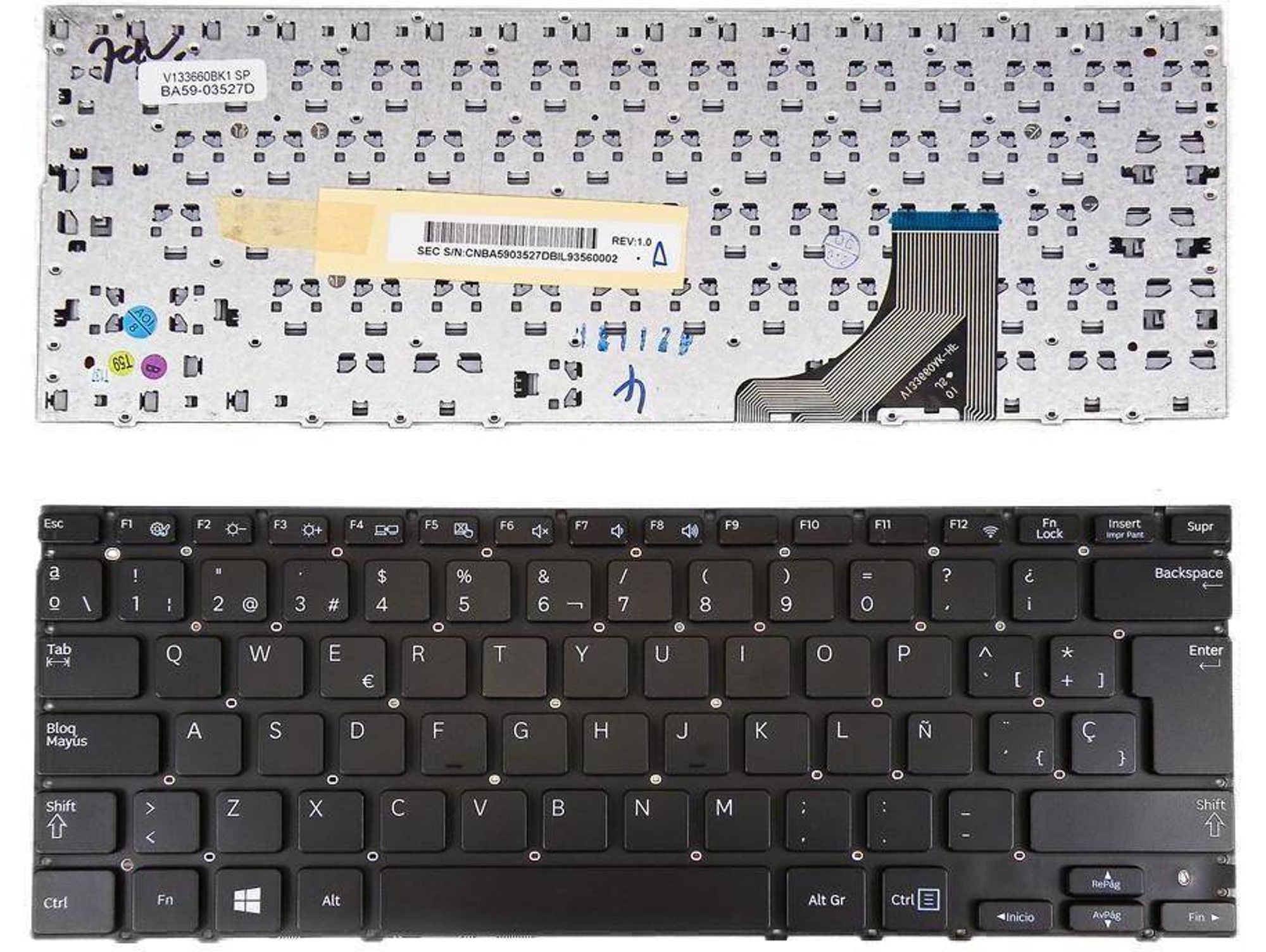 Teclado para Samsung Np530U3B Np530U3C 535U3C Negro (Para Win8)