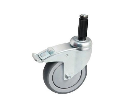 Rueda Giratoria Redonda Gris Platino Ø100Mm Con Freno AVL 550892O