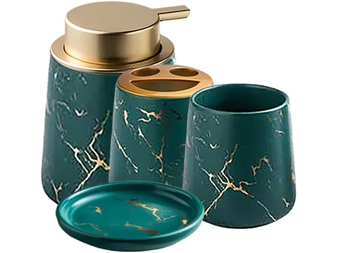 Juego de baño de cerámica estilo nórdico con taza y portacepillos de dientes, acabado mate resistente al agua, juego de cuatro piezas.