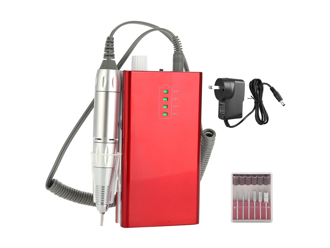 Taladro de uñas eléctrico portátil recargable de 30000 RPM para manicura y pedicura inalámbricas.