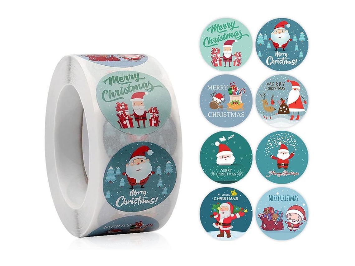 Pegatinas Navideñas De Papá Noel, 500 Unidades, Rollo De 2,5 Cm, Para Embalaje Y Regalos.