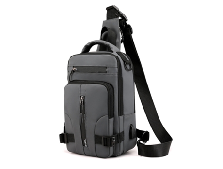 Mochila cruzada impermeable con correas para hombre (gris)