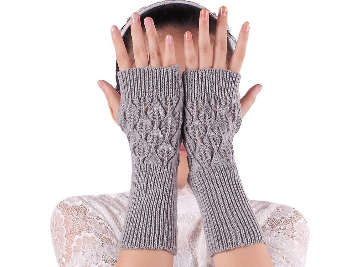 Guantes De Punto Cálidos Para Mujer Con Medio Dedo Y Manos Y Brazos Sin Dedos. Oca
