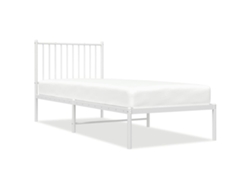 Cama con plataforma y cabecero de metal blanco (80x200 cm)