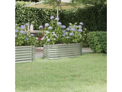 Jardín Elevado/Plantador de Acero con Revestimiento en Polvo Plateado 114X40X36 cm