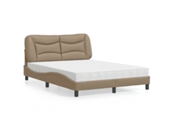 Cama Con Colchón Cuero Sintético Capuchino 120x200 Cm