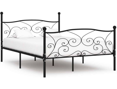 vidaXL Estructura de cama con somier de láminas 120x200 cm metal negro