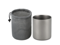 Vaso De Agua De Titanio Con Doble Pared Aislante De 450 Ml Para Camping, Senderismo, Picnics, Té Y Café.