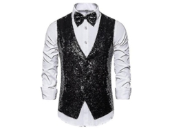 2026-chaleco De Lentejuelas Para Hombre Con Corbata De Moño V-neck Para Fiestas Y Eventos