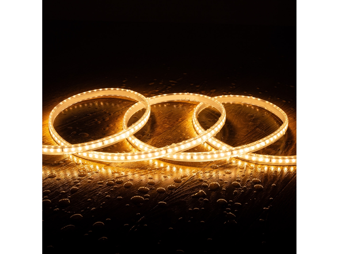 Tira LED 220V SMD2835 120LED/m Blanco Cálido IP65 Ancho 12mm Corte 100cm LEDKIA