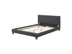 Cama de matrimonio CORIUM (210 x 149 x 78 cm - Piel sintética - Negro)