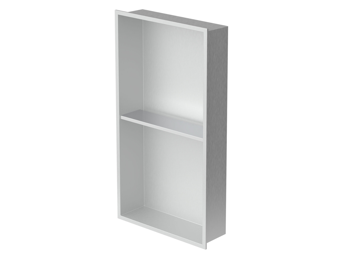Nicho de Ducha 2 Niveles 60x30 cm Plata Acero Inoxidable Nicho de Pared Estante de Ducha LUXEBATH