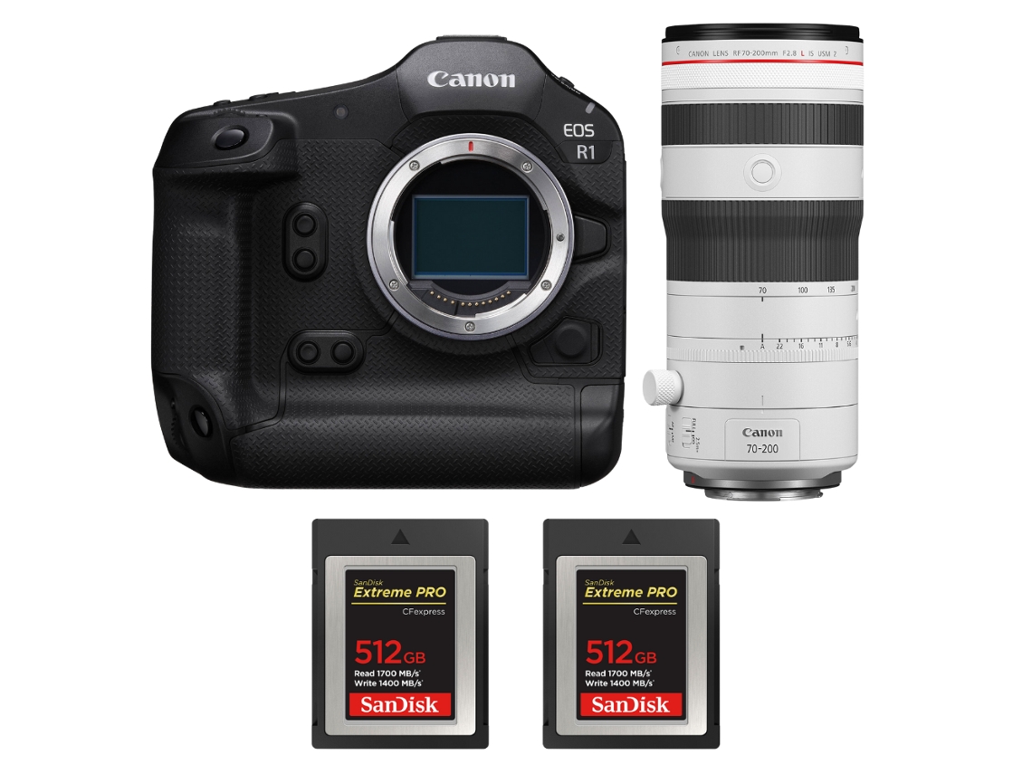 Canon Eos R1 + Rf 70-200mm F/2.8 L Is Usm Z Blanco + 2 Sandisk 512gb Extreme Pro Cfexpress Type B + Ebook “20 Consejos Para Fotos Que Impactan”