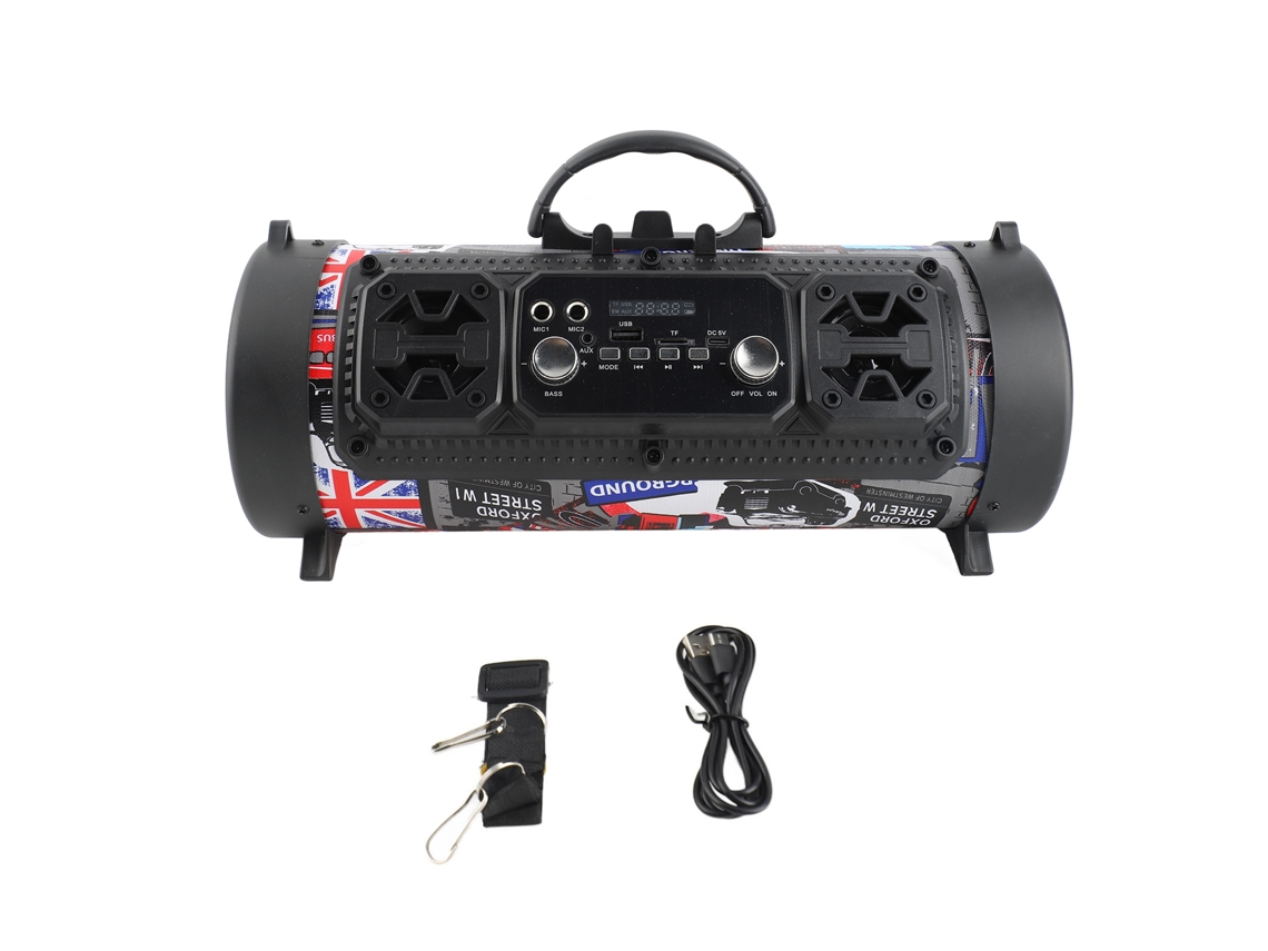 Caixa de som Bluetooth Mali portátil com graffiti RGB, subwoofer, festa, camping, outdoor