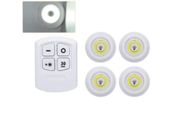 Lámpara nocturna LED superbrillante de 5 W con control remoto inalámbrico y regulable. MDUG (juego de 4 luces blancas frías).