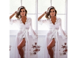 Pijama Sexy Con Bragas De Encaje Transparente Para Mujer, Vestido Largo Tipo Kimono Para El Baño, Pijama De Noche Itl