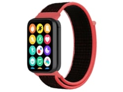 Bracelete Para Redmi Watch 6 / 5 / 4 - Nylon - Fecho De Velcro Vermelha E Preta