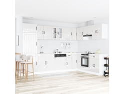 Gabinete De Cocina Lucca Con Doble Fregadero Blanco De Alto Brillo En Madera Elaborada