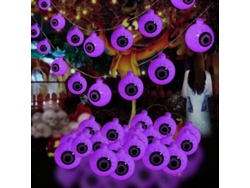 Guirnalda De Luces De Halloween Con Ojos, 30 Led, Resistente Al Agua, 8 Modos, Control Remoto.